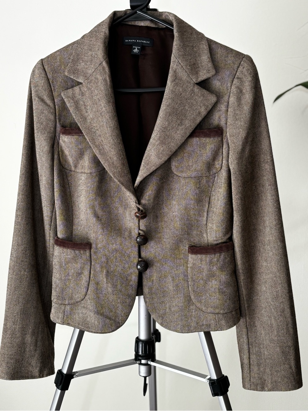 Banana Republic Brown Tweed Notch Lapel Blazer Cowboy